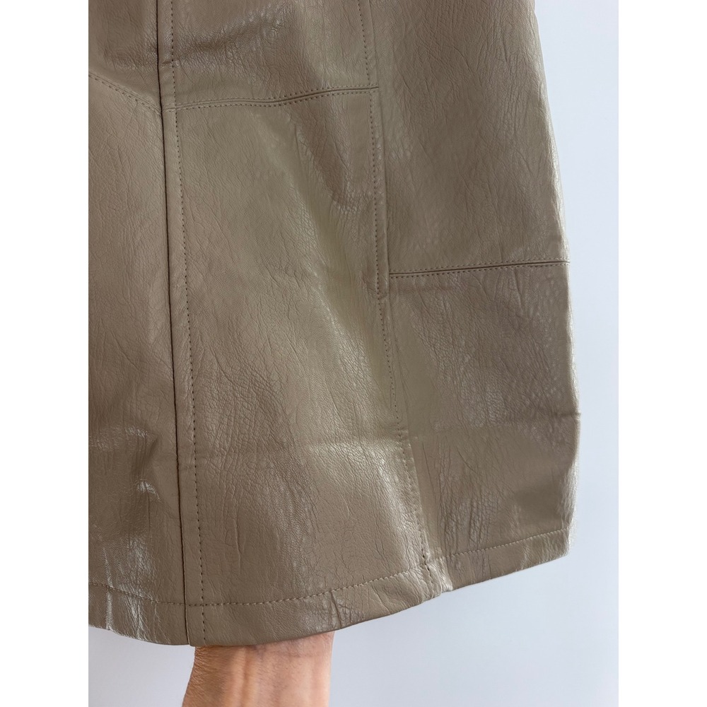 Bluivy Tan Faux Leather Mini Skirt Beige Panelled Contemporary Womens L - Picture 6 of 8